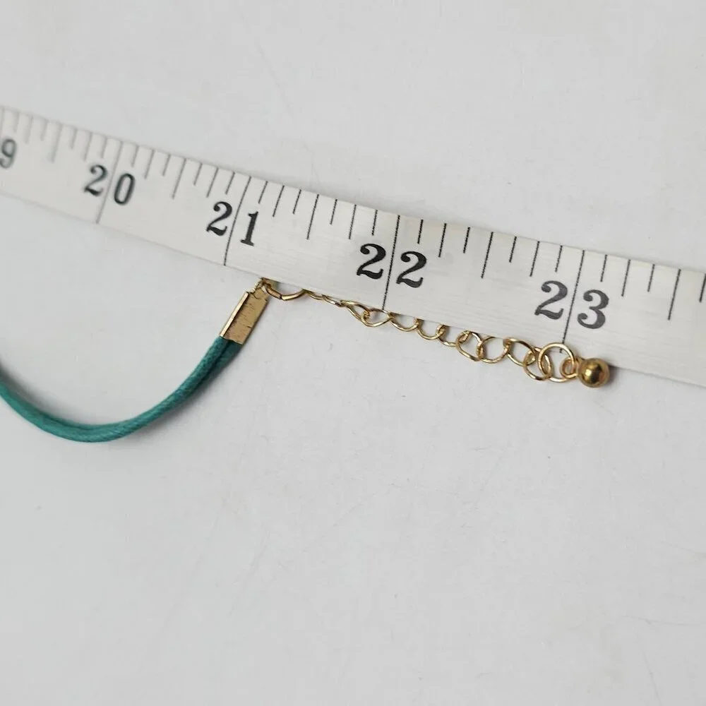 Handcrafted Green Resin Necklace With Adjustable Cord & Gold-Tone Accents